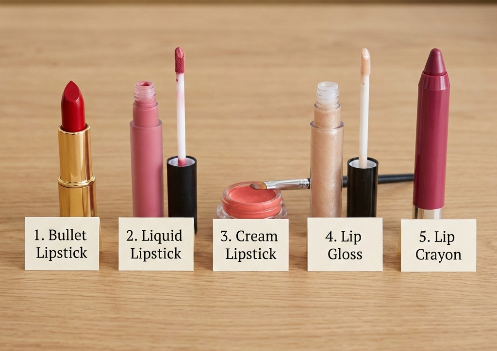 Side-by-side comparison of natural and synthetic lipstick formulations, showing plant-based ingredients and eco-friendly packaging on one side, and lab-formulated pigments, polymers, and preservatives on the other.